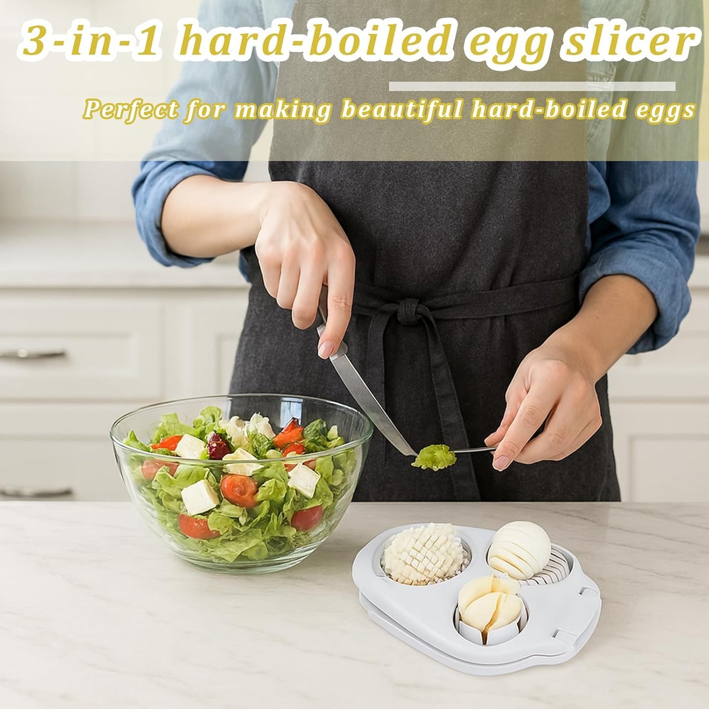 Transform Your Meals with the 3-in-1 Egg Slicer & Cutter - Perfect for Hard Boiled Eggs, Strawberries, and More!