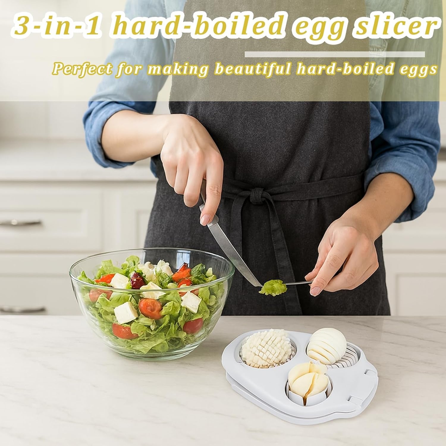 Transform Your Meals with the 3-in-1 Egg Slicer & Cutter - Perfect for Hard Boiled Eggs, Strawberries, and More!