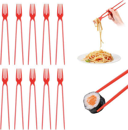 10-Piece Fork Chopsticks Set - The Ultimate 2-in-1 Utensil for Effortless Dining at Home or On-the-Go!