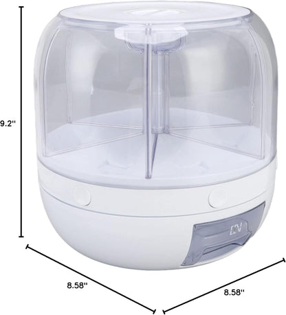 Versatile 6-Grid Rice & Grain Storage Container - 360° Rotating Dry Food Dispenser for Home Kitchen (5Kg)