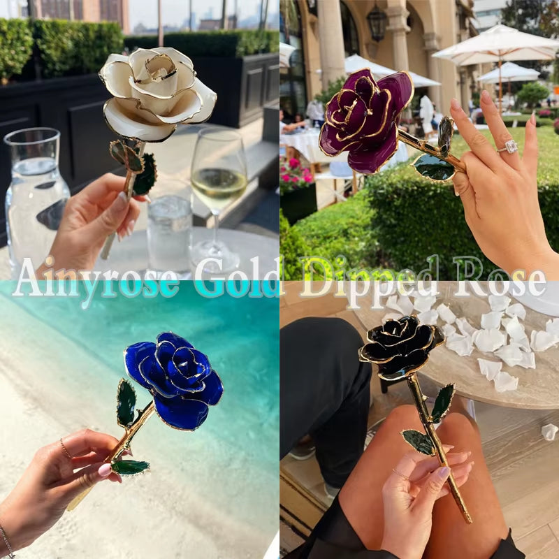 24K Gold Dipped Rose: The Perfect Eternal Gift for Her - Ideal for Valentine's Day, Weddings, and Anniversaries