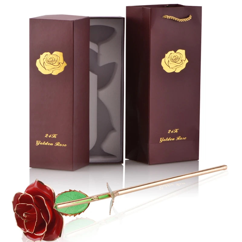 24K Gold Dipped Rose: The Perfect Eternal Gift for Her - Ideal for Valentine's Day, Weddings, and Anniversaries