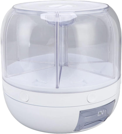 Versatile 6-Grid Rice & Grain Storage Container - 360° Rotating Dry Food Dispenser for Home Kitchen (5Kg)