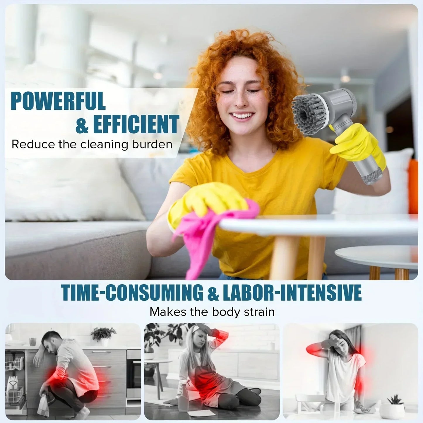 Revolutionary Electric Spin Scrubber: Cordless Power Cleaning Brush with 5 Versatile Brush Heads for Effortless Home Cleaning