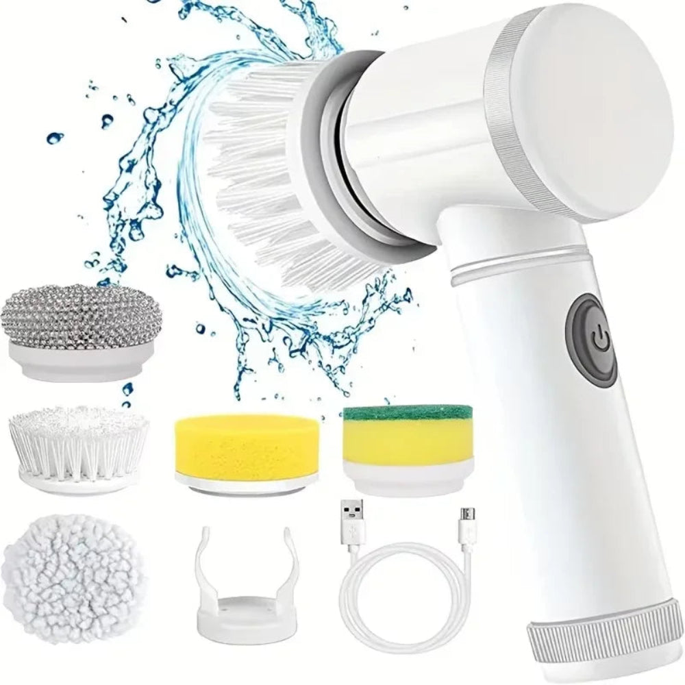 Revolutionary Electric Spin Scrubber: Cordless Power Cleaning Brush with 5 Versatile Brush Heads for Effortless Home Cleaning