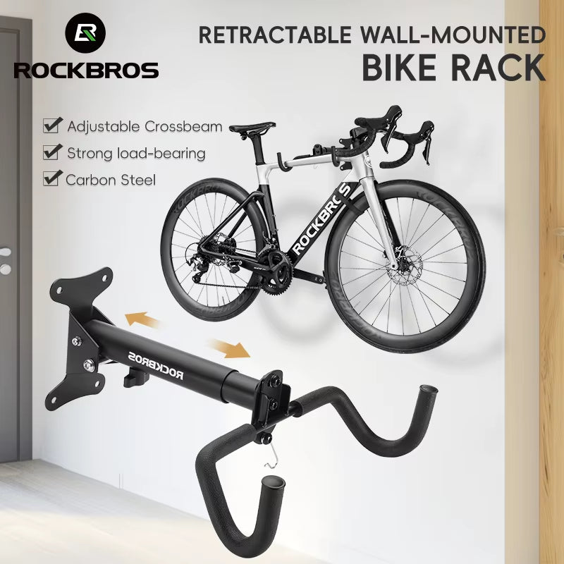 Reinforced Adjustable Wall-Mounted Bike Rack - Perfect for Home Garage Storage of MTB and Road Bikes