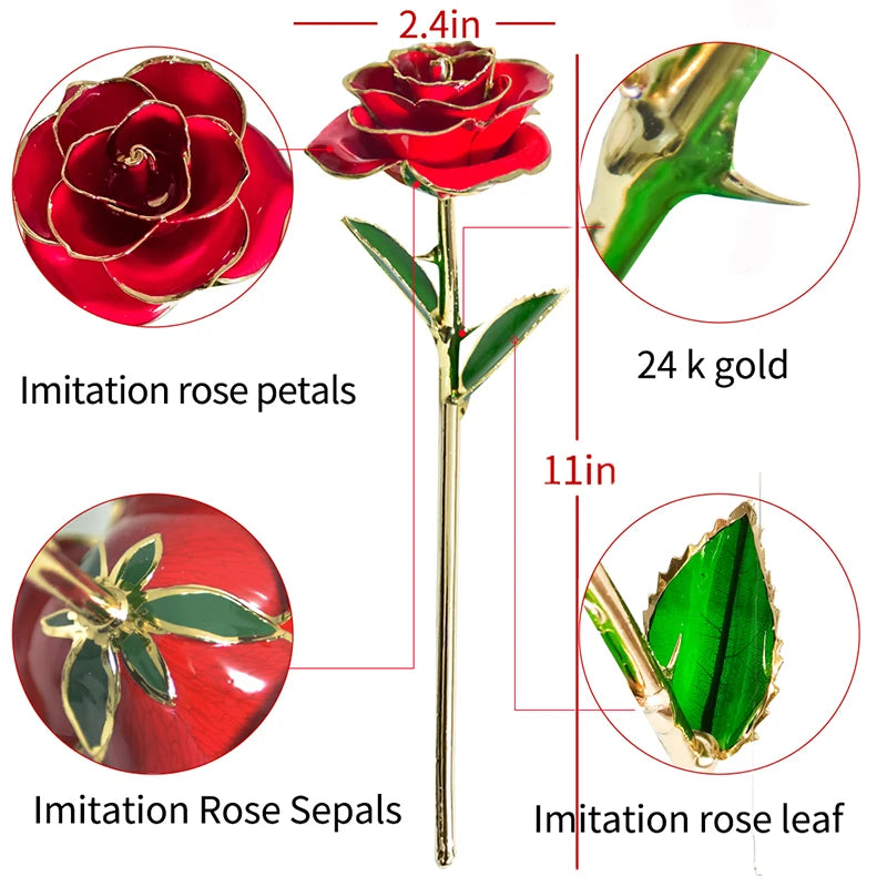 24K Gold Dipped Rose: The Perfect Eternal Gift for Her - Ideal for Valentine's Day, Weddings, and Anniversaries