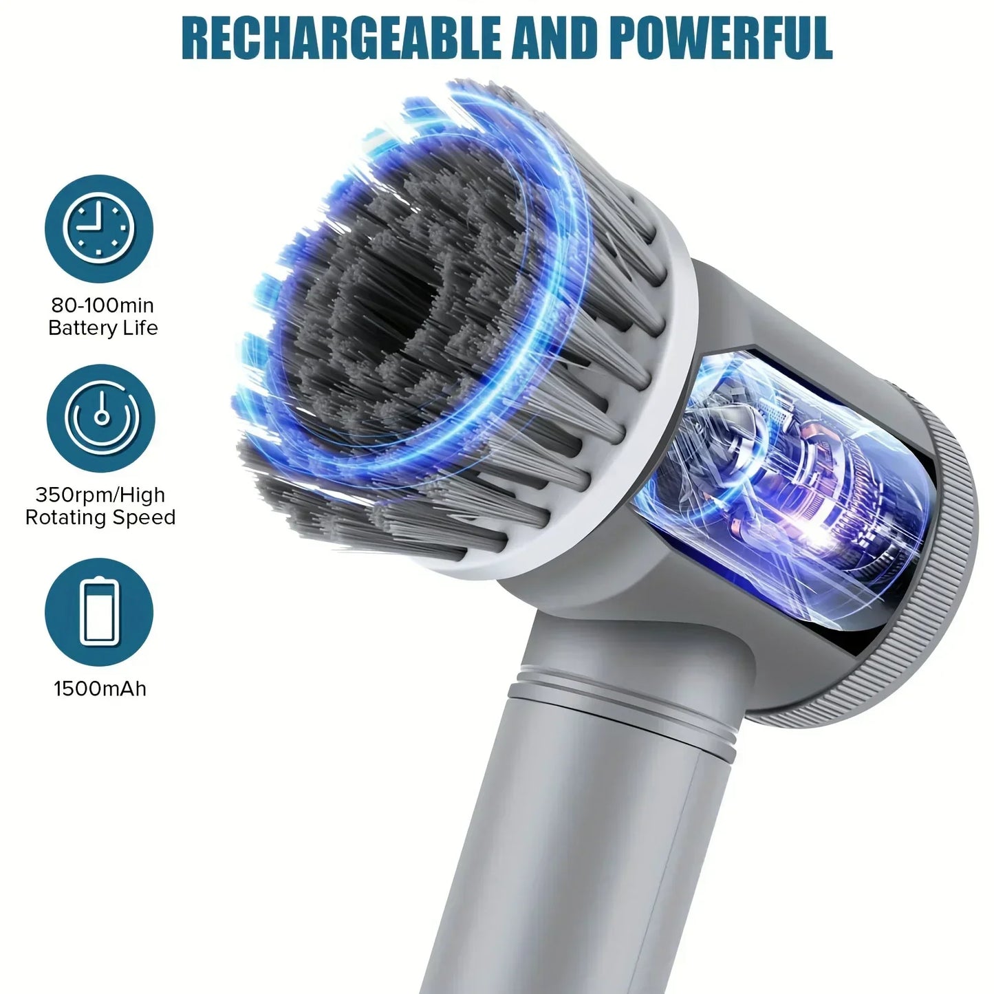 Revolutionary Electric Spin Scrubber: Cordless Power Cleaning Brush with 5 Versatile Brush Heads for Effortless Home Cleaning