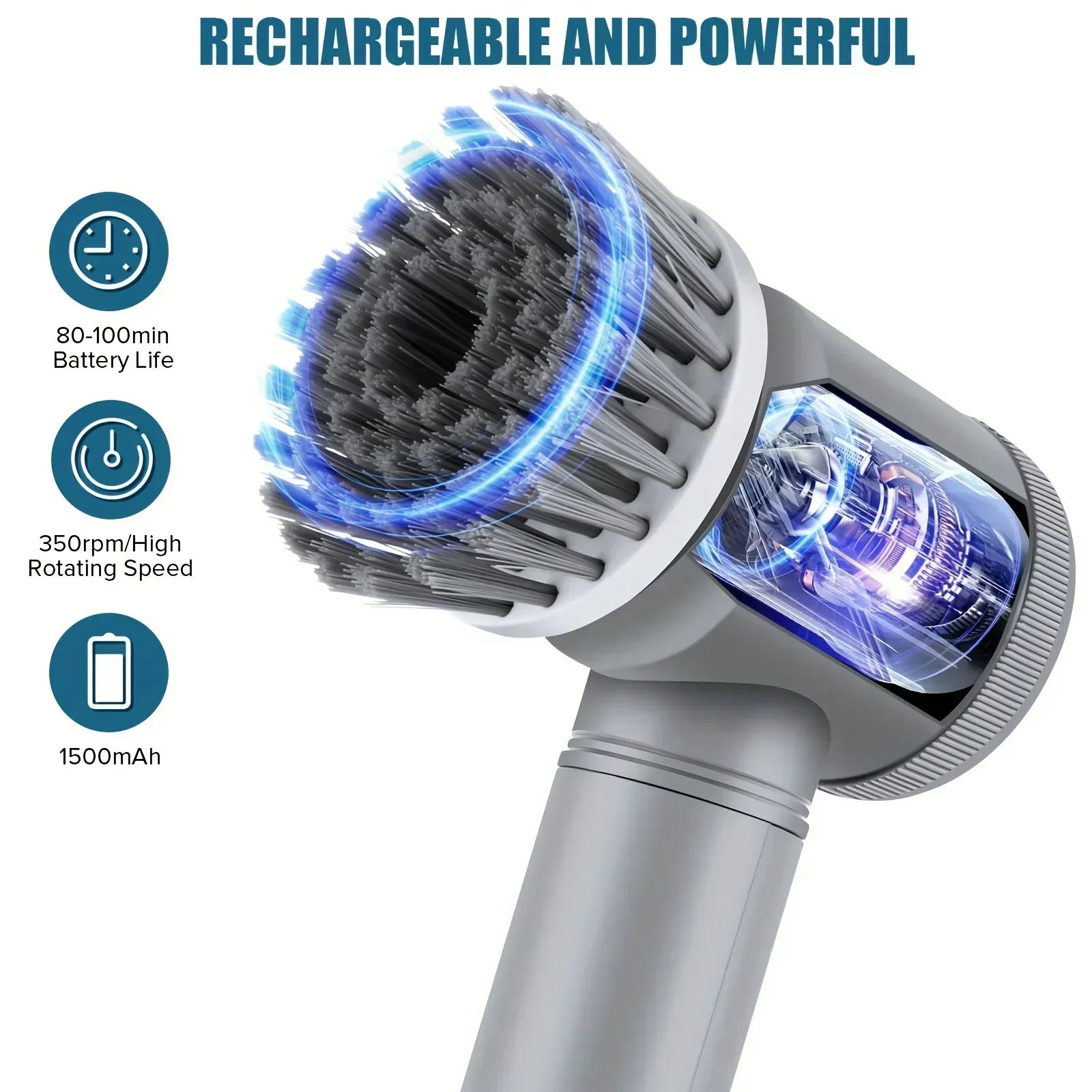Revolutionary Electric Spin Scrubber: Cordless Power Cleaning Brush with 5 Versatile Brush Heads for Effortless Home Cleaning
